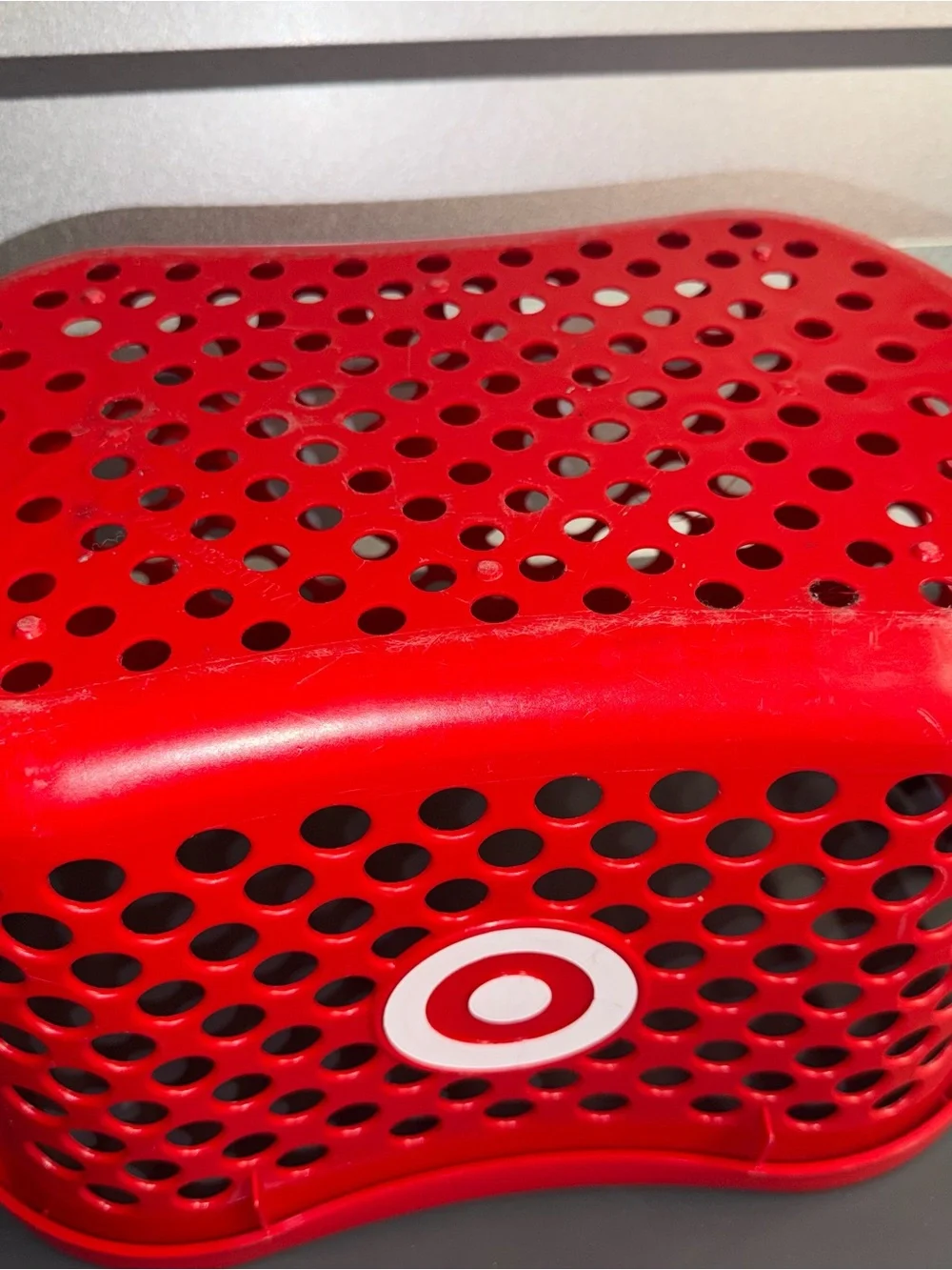 Target Red Basket with Gray Handle and Bullseye Logo